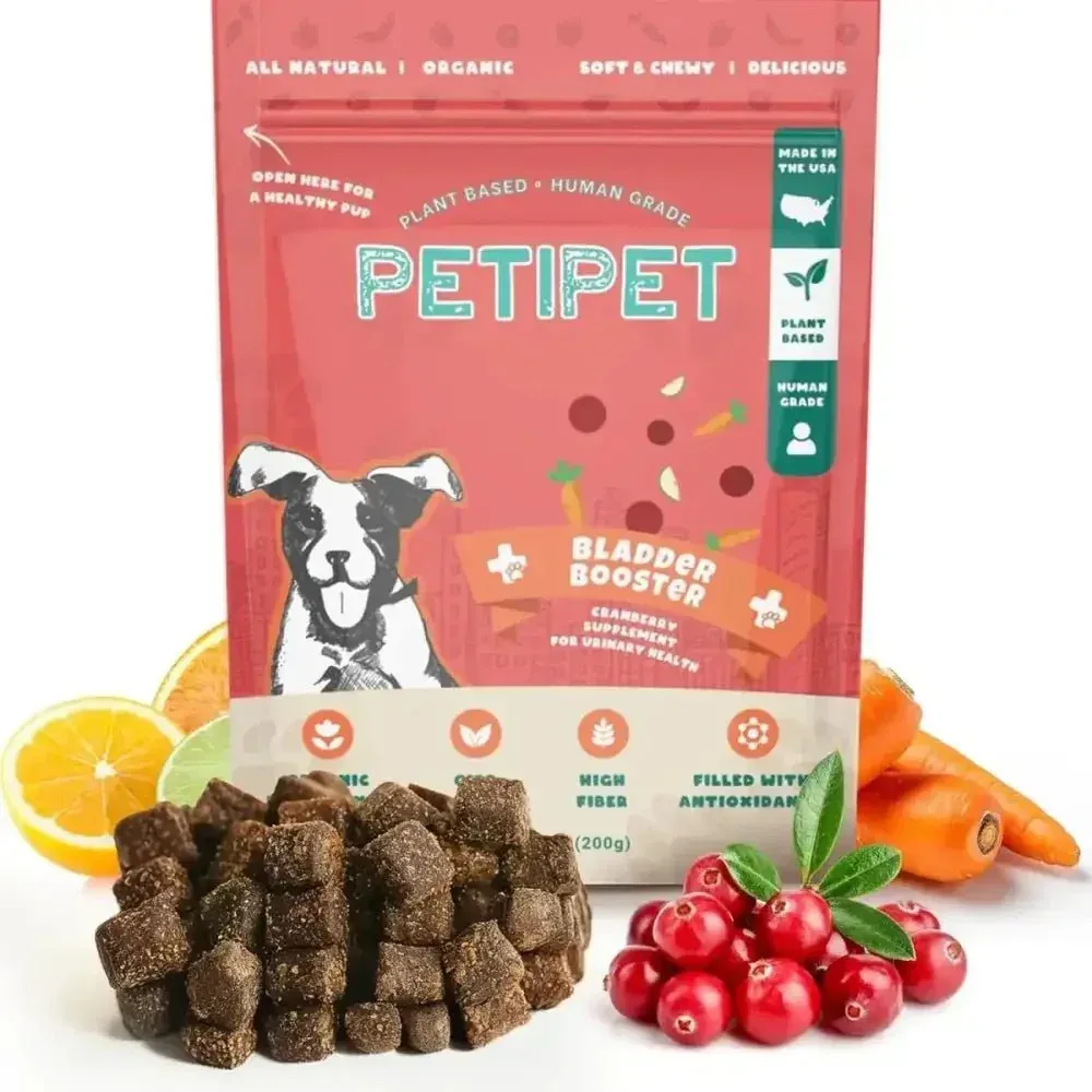 PETIPET Bladder Booster Cranberry Chews for Dogs Supports Urinary and Kidney Health 7oz