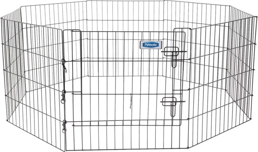 Petmate Exercise Pen Single Door w/Snap Hook Design & Ground Stakes - Black
