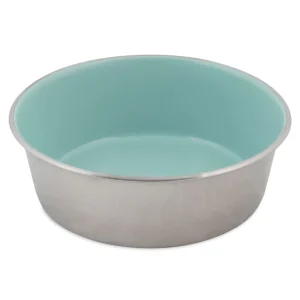 Petmate Painted Stainless Steel Bowl Eggshell, Blue 8 Cup