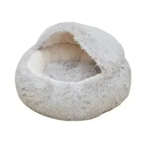 PetPals Group Pearl Grey Cat Cave Bed for Cozy Comfort