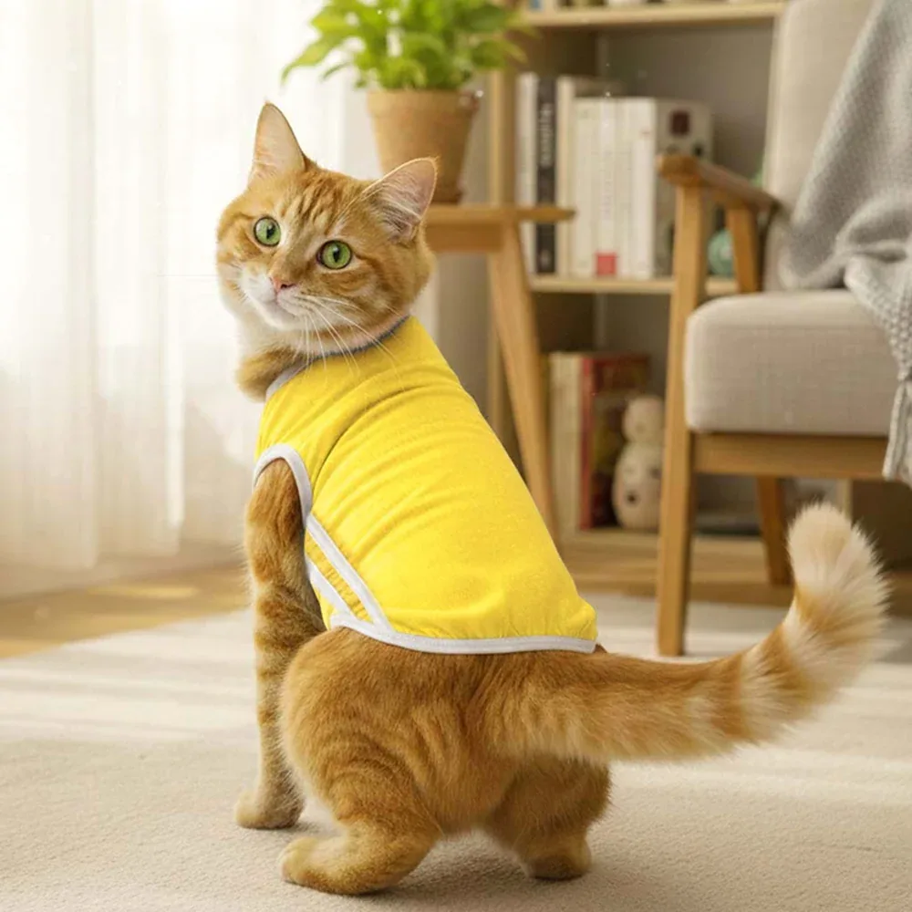 Pets Way Dive In Stripes Tshirt for Cat (Yellow)