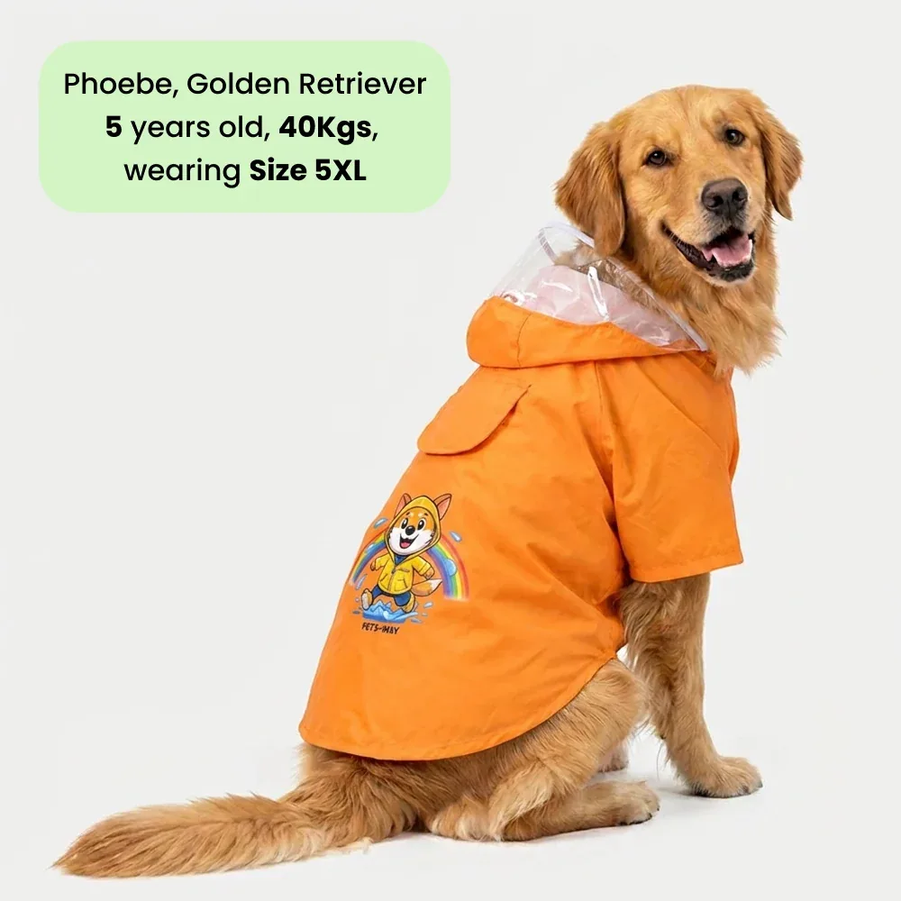 Pets Way Mistiq Orange Rainbhaw Raincoat for Dogs