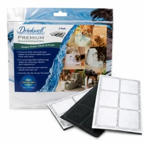 PetSafe Drinkwell Premium Replacement Charcoal Filters 3 Pack for Pet Fountain for Dogs and Cats