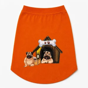 PetSnugs 100% Korean Cotton Premium Printed T Shirt for Dogs & Cats (Orange)