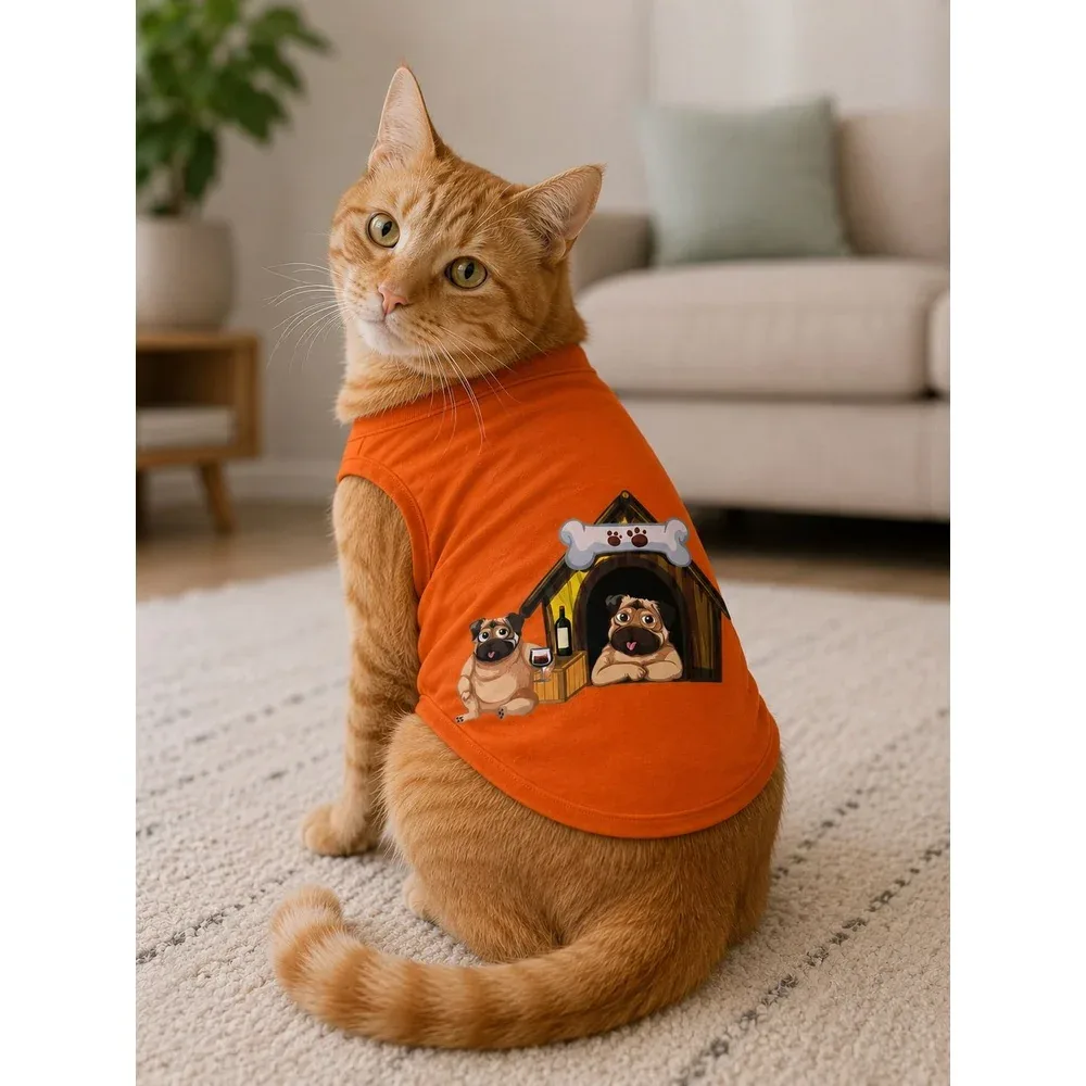 PetSnugs 100% Korean Cotton Premium Printed T Shirt for Dogs & Cats (Orange) - Image 2