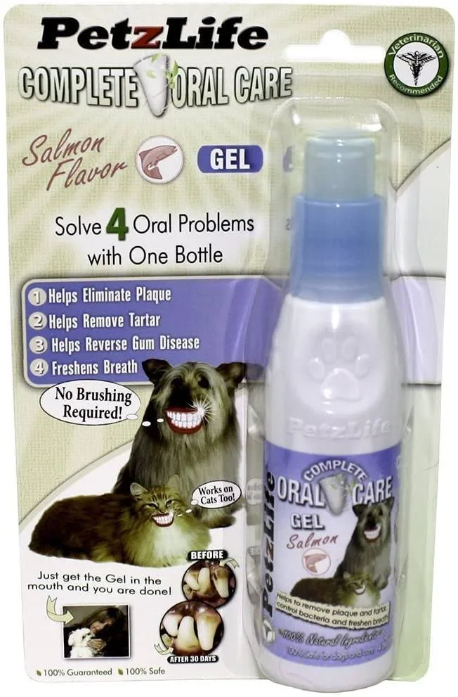 PETZLIFE All-Natural Salmon Oral Care Gel Blister Pack for Dogs and Cats - 4 oz