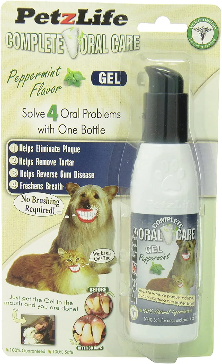 PETZLIFE Oral Care Gel Blister Pack for Dogs and Cats - 4 oz