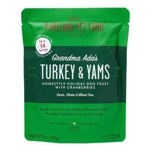 Portland Dog Grain-Free Grandma Ada's Turkey & Yam Homestyle Meal, 9 oz each, Case of 8