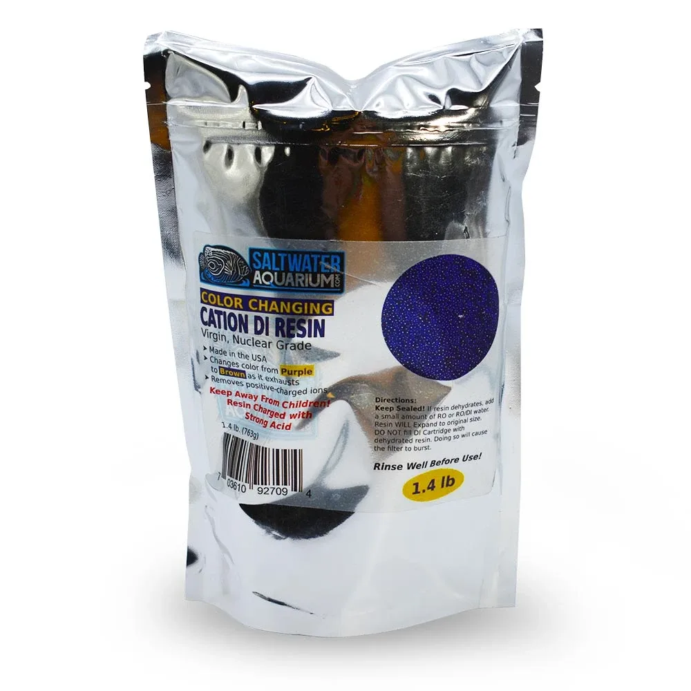 Premium CATION Charged Bulk Deionization Resin (Color Changing) RODI (1.4 lbs) Refill Bag | Made in the USA Virgin Nuclear Grade - SaltwaterAquarium