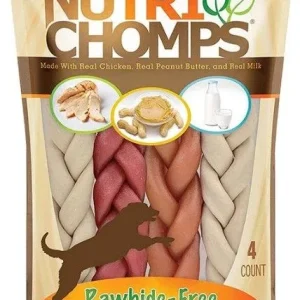 Premium Nutri Chomps Rawhide Free Chicken, Peanut Butter, Milk Dog Treats