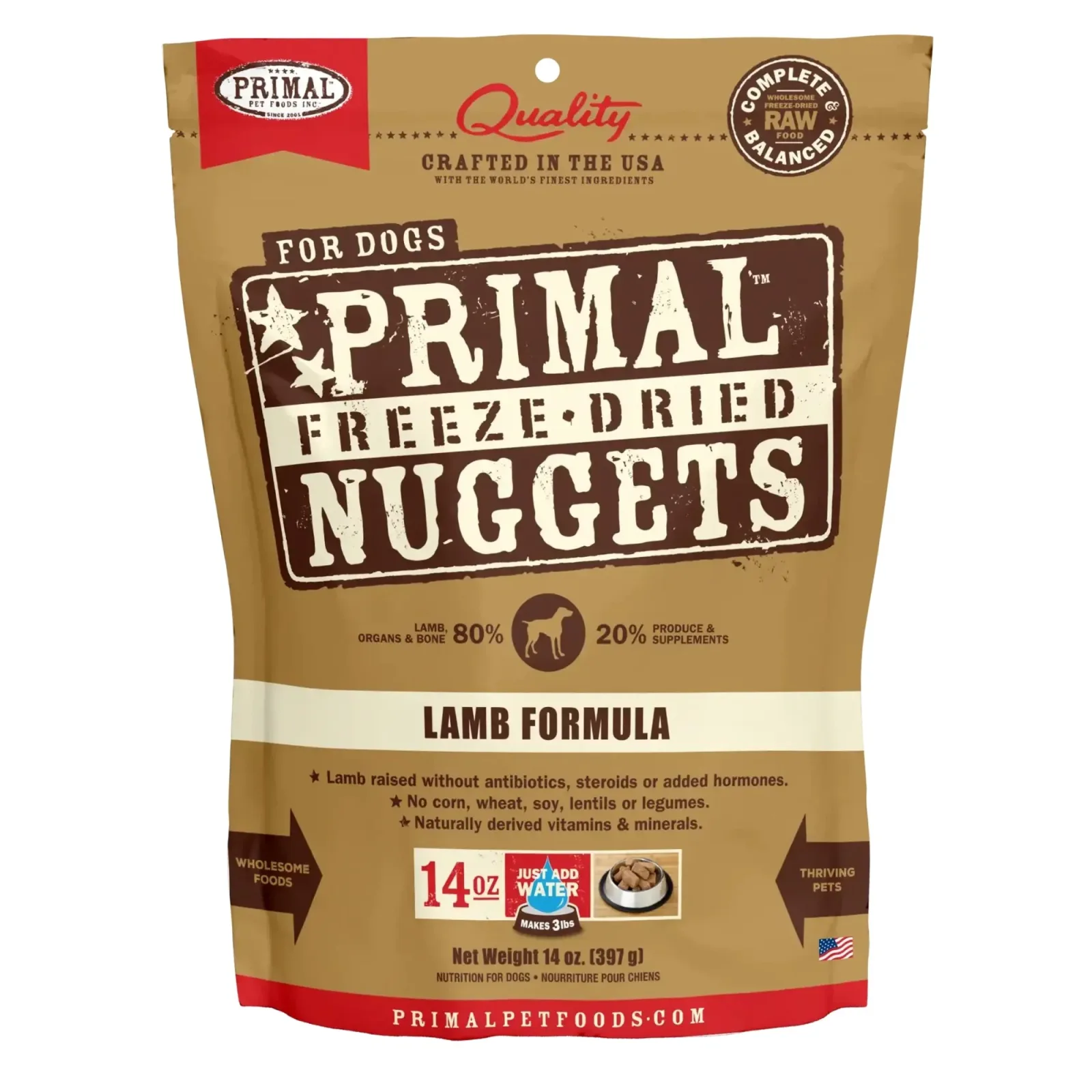 Primal Pet Foods Freeze-Dried Dog Food, 14 oz Lamb