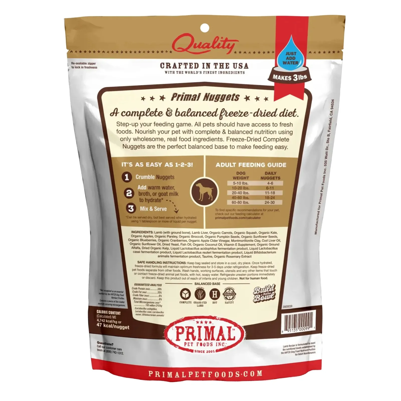 Primal Pet Foods Freeze-Dried Dog Food, 14 oz Lamb - Image 2