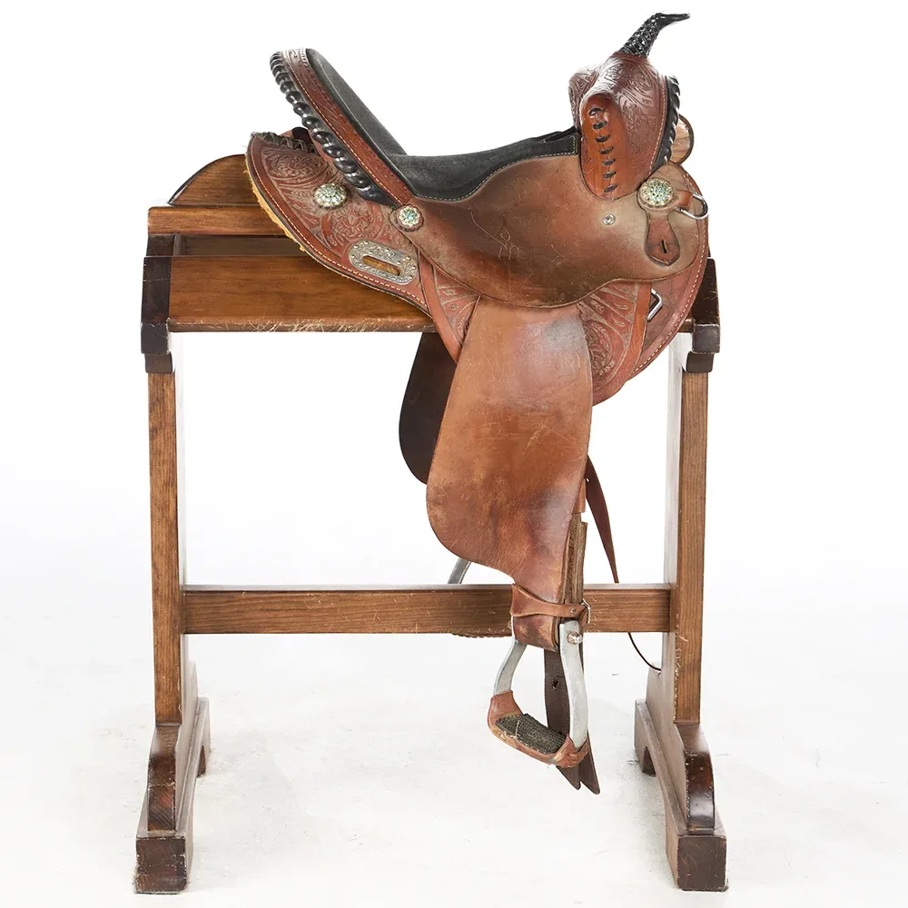 Pro Qualifier Used 14in Floral Barrel Saddle - Image 2