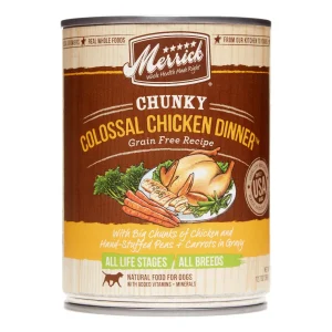 Merrick Grain-Free Chunky Colossal Chicken Dinner Canned Wet Dog Food - 12.7 oz Cans - Case of 12