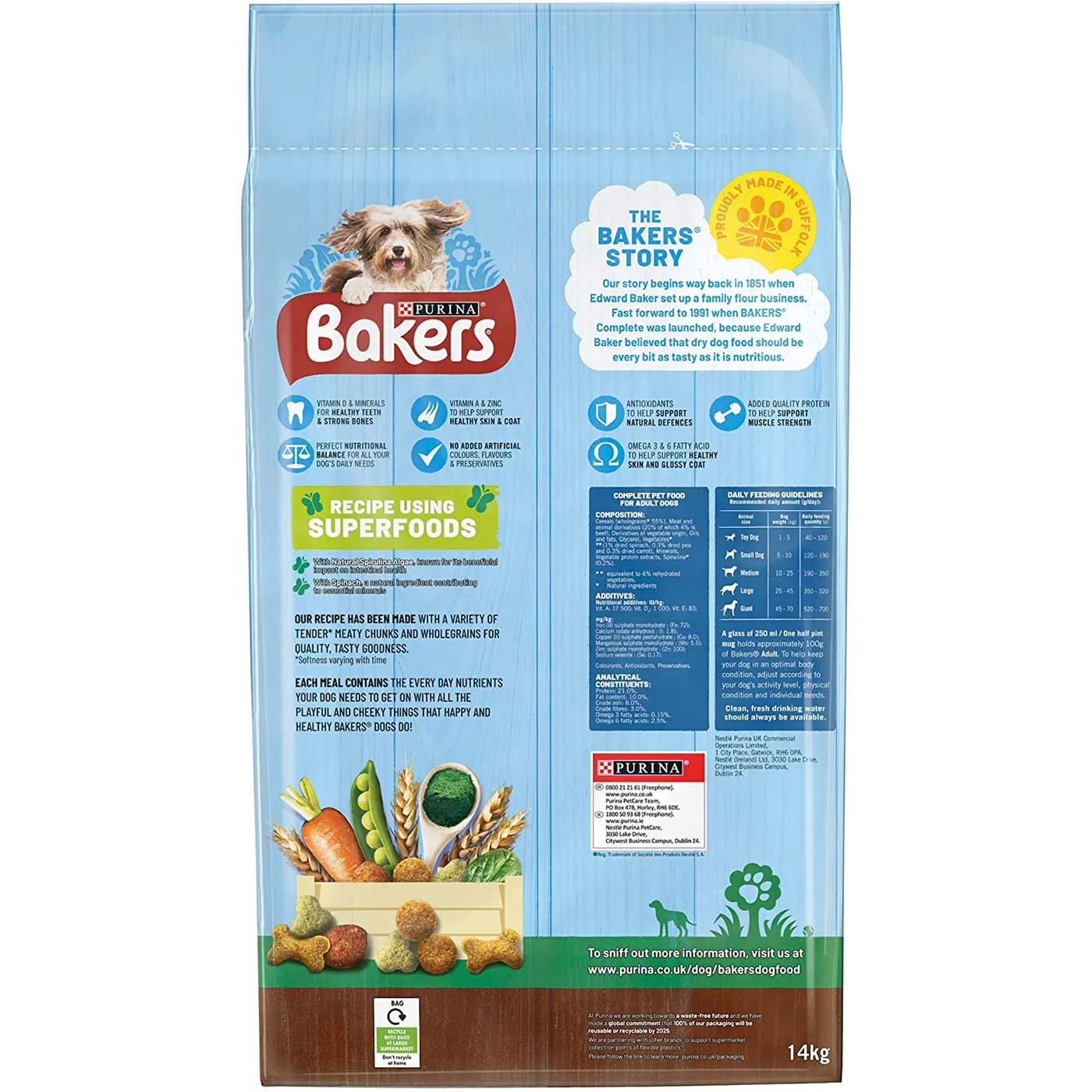Bakers Adult Dry Dog Food Beef & Veg 14kg - Image 2