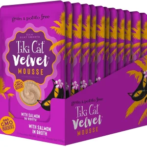 Tiki Cat Velvet Mousse Salmon Cat Food in Pouches - 2.8 oz Pouches - Case of 12