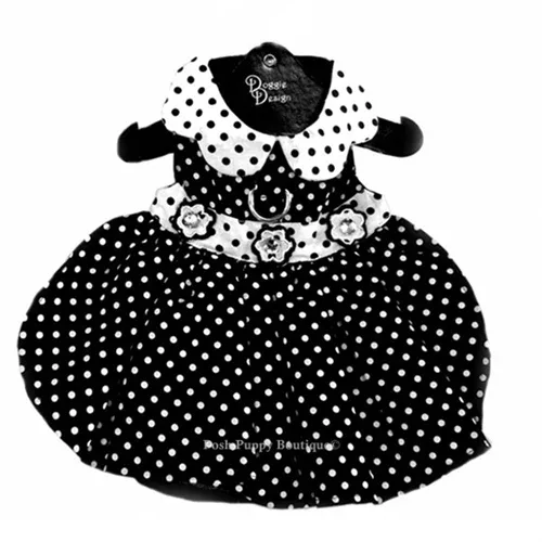 Black and White Polka Dot Dog Dress - Image 2