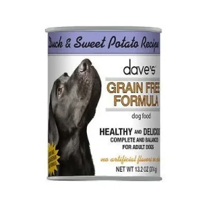 Dave's Pet Food Grain Free Duck & Sweet Potato Recipe Canned Dog Food - 13.2 oz Cans - Case of 12