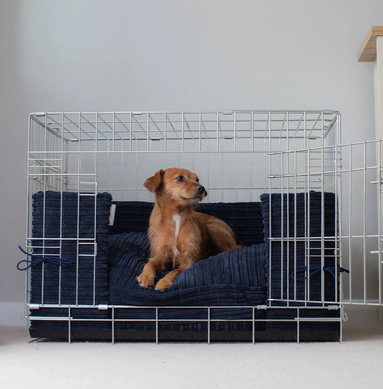 Dog Crate Bumper in Navy Essentials Plush by Lords & Labradors - Image 2
