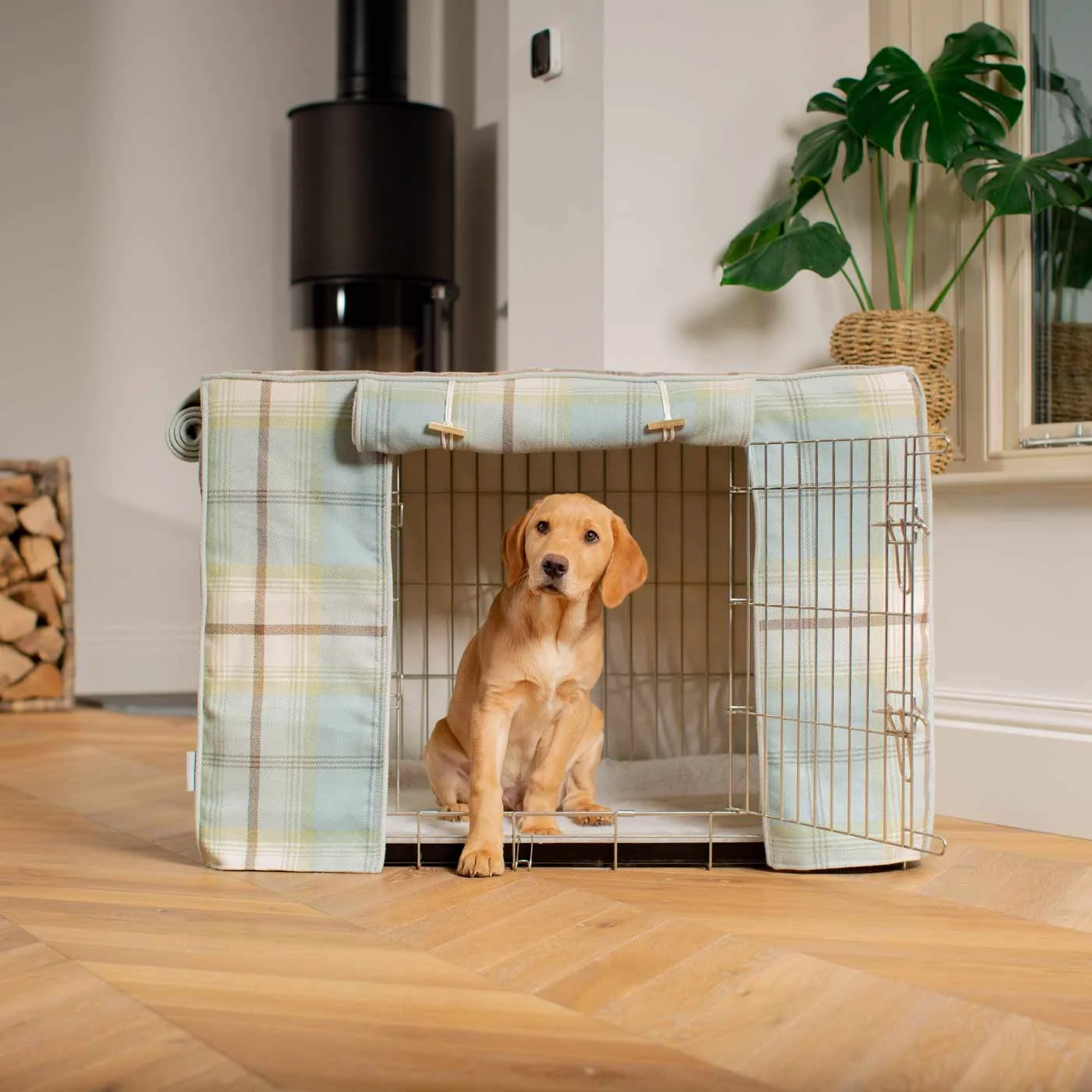 Dog Crate Cover in Balmoral Duck Egg Tweed by Lords & Labradors - Image 2