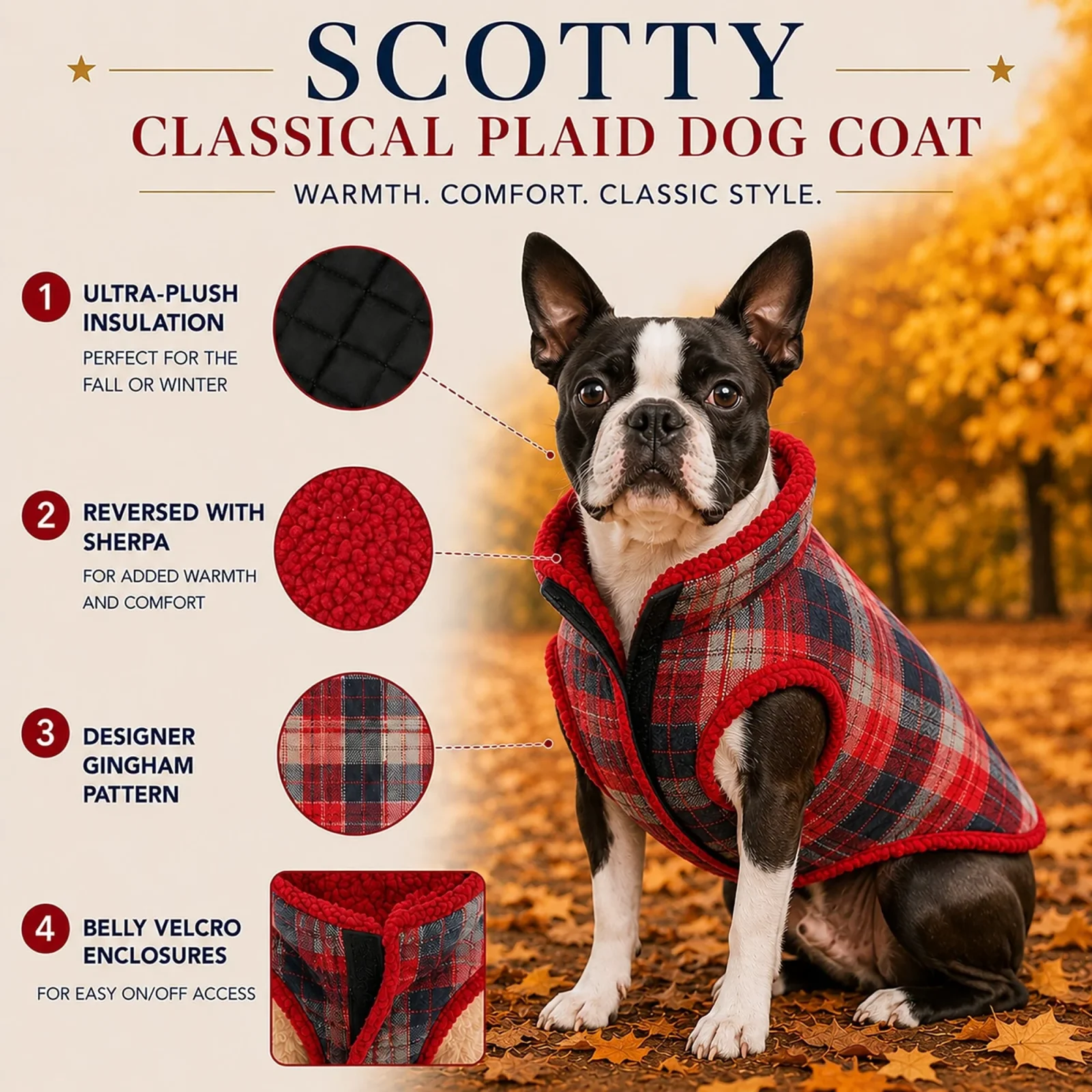 Pet Life ® 'Scotty' Tartan Classical Insulated Fashion Plaid Dog Coat - Image 2