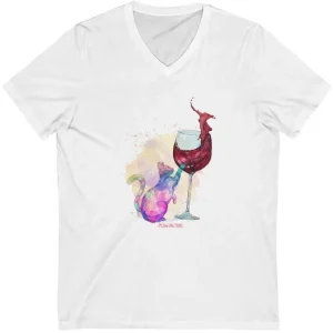 Feline Tipsy Cat Wine V-Neck T-Shirt