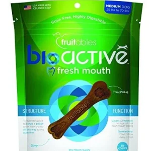 Fruitables BioActive Fresh Mouth Medium Dog Dental Chews - 10 ct Pouch