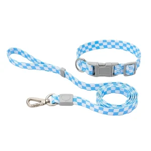 Talking Dog Club Checkmate Leash and Collar Combo (Blue)