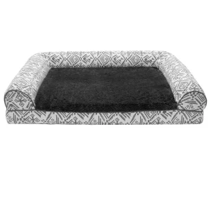 FurHaven Southwest Kilim Memory Top Sofa Pet Bed - Boulder Gray (Jumbo Plus)