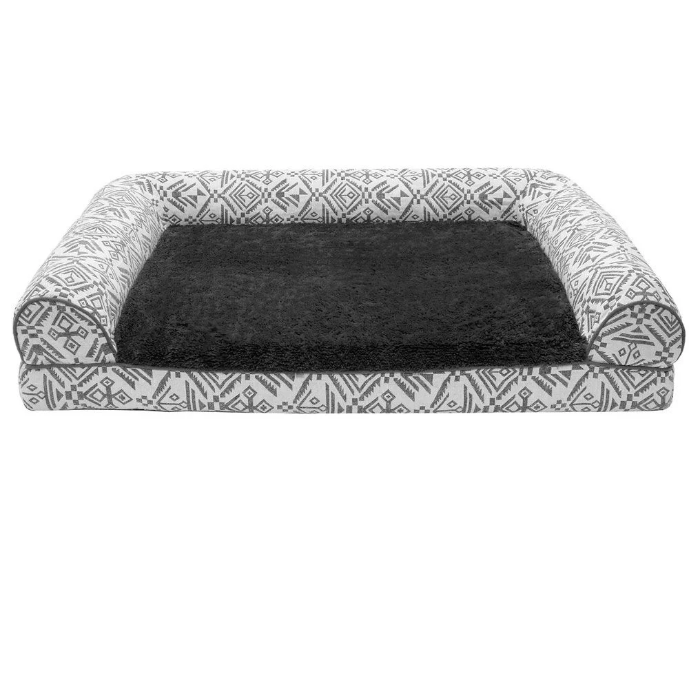 FurHaven Southwest Kilim Memory Top Sofa Pet Bed - Boulder Gray (Jumbo Plus)