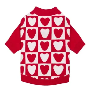 Heart Checkerboard Dog Sweater