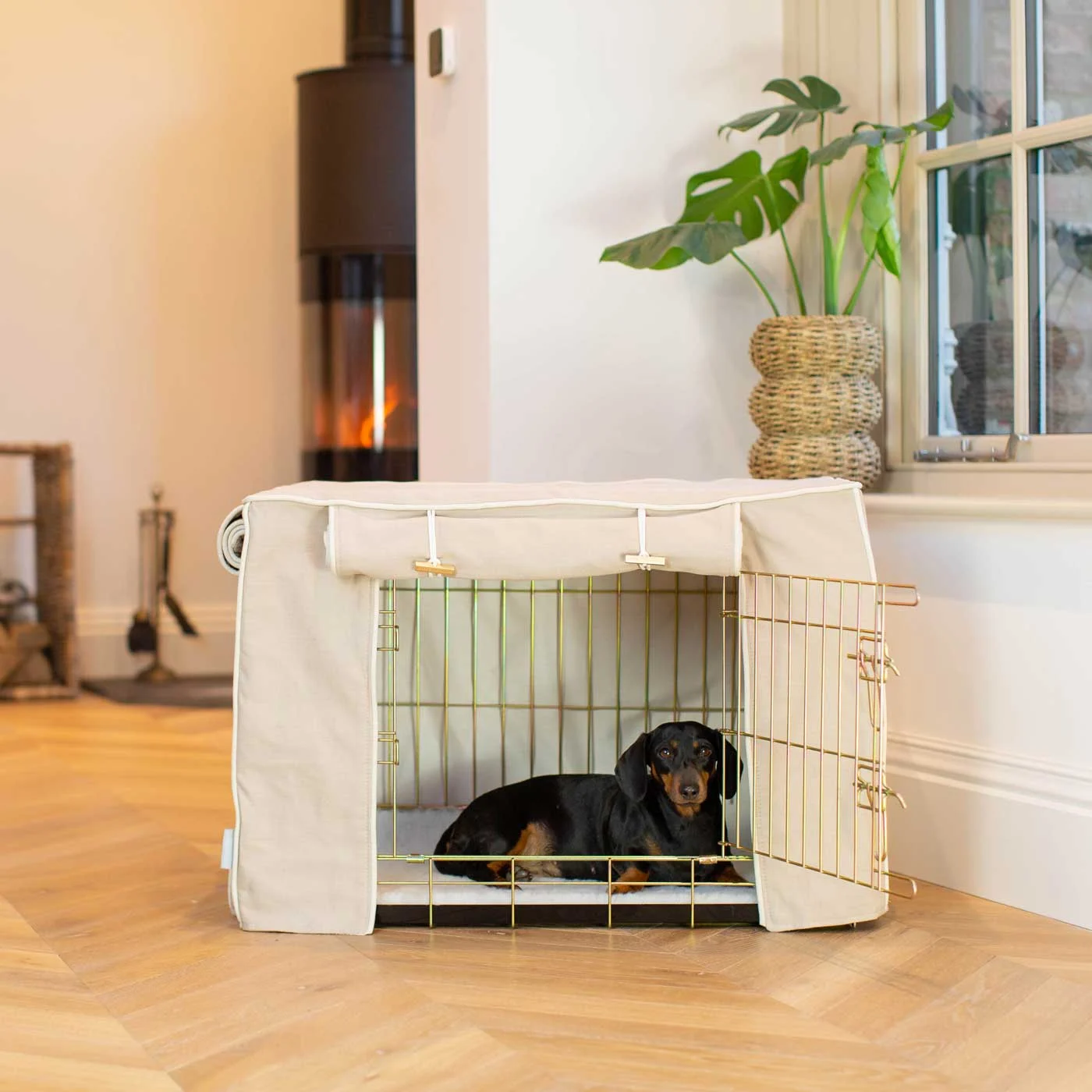 Dog Crate with Crate Cover in Savanna Oatmeal by Lords & Labradors