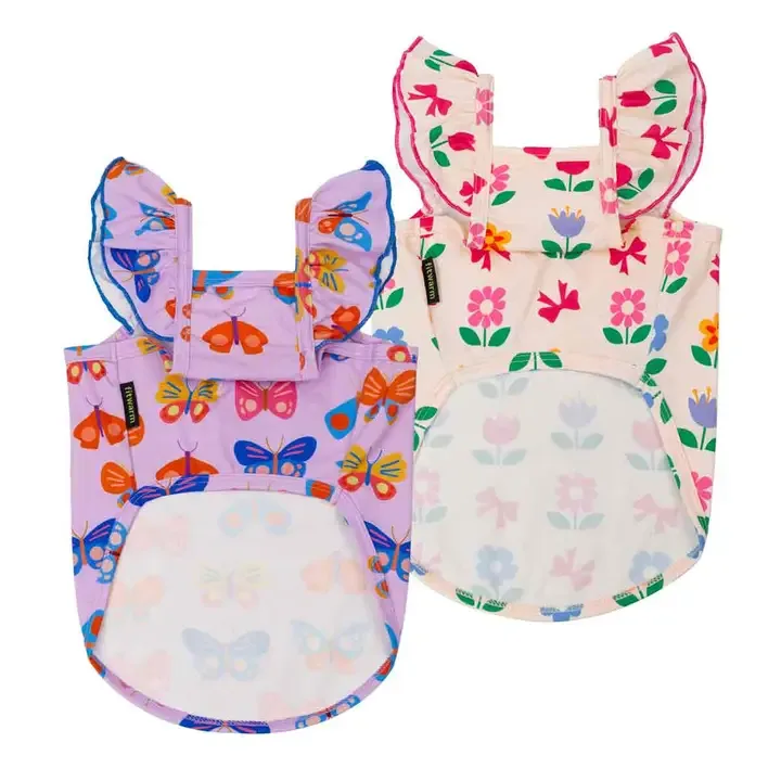 2 Pack Butterfly & Flower Ruffle Dog Shirt - Image 2