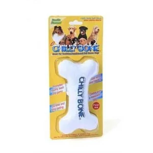 Multipet Chilly Bone Freezable Canvas Vanilla Scented Teething Puppy Nylon Dog Toy - White or Blue