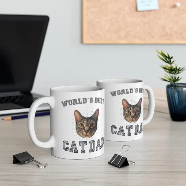 Customizable World's Best Cat Dad Cat Mug - Image 2