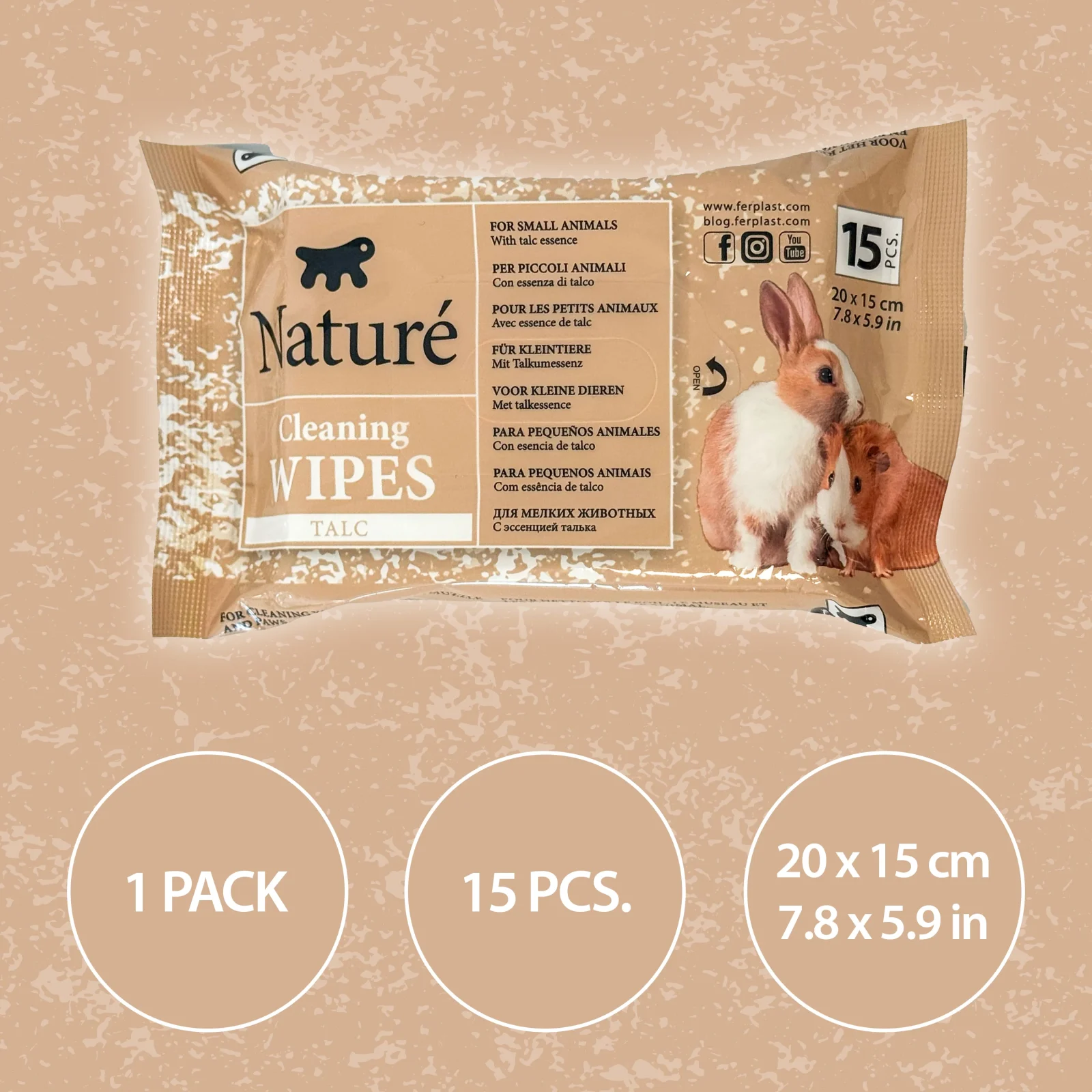 TALC WIPES FOR SMALL ANIMALS NATURÉ (X15) - Image 2