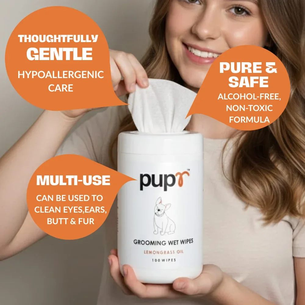 Pupr Lemongrass Oil and Aloe Vera Infused Wipes for Dogs & Cats - Image 2