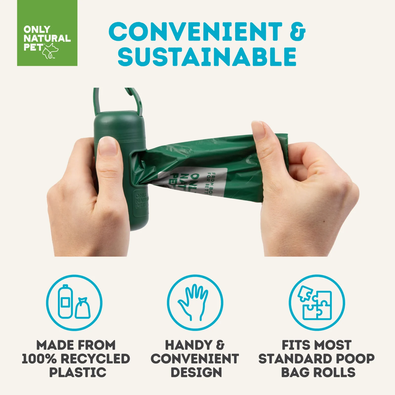 Only Natural Pet 100% Recycled Plastic Dog Poop Bag Dispenser & Waste Bags - Image 2