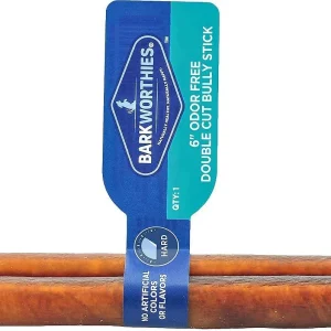 Barkworthies Premium Odor Free Dog Bully Sticks - 6" Double Cut - 50 ct Case - Case of 1
