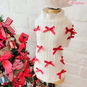 Wooflink Cute Little Bows Turtleneck in White