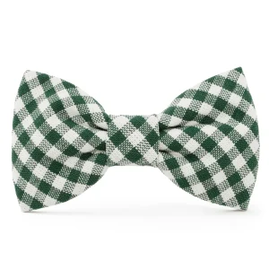 Evergreen Gingham Dog Bow Tie