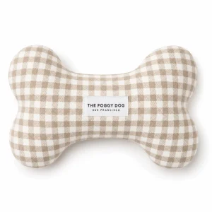 Mushroom Brown Gingham Dog Squeaky Toy