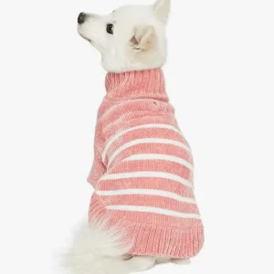 Chenille Classy Striped Sweater in Dusty Rose