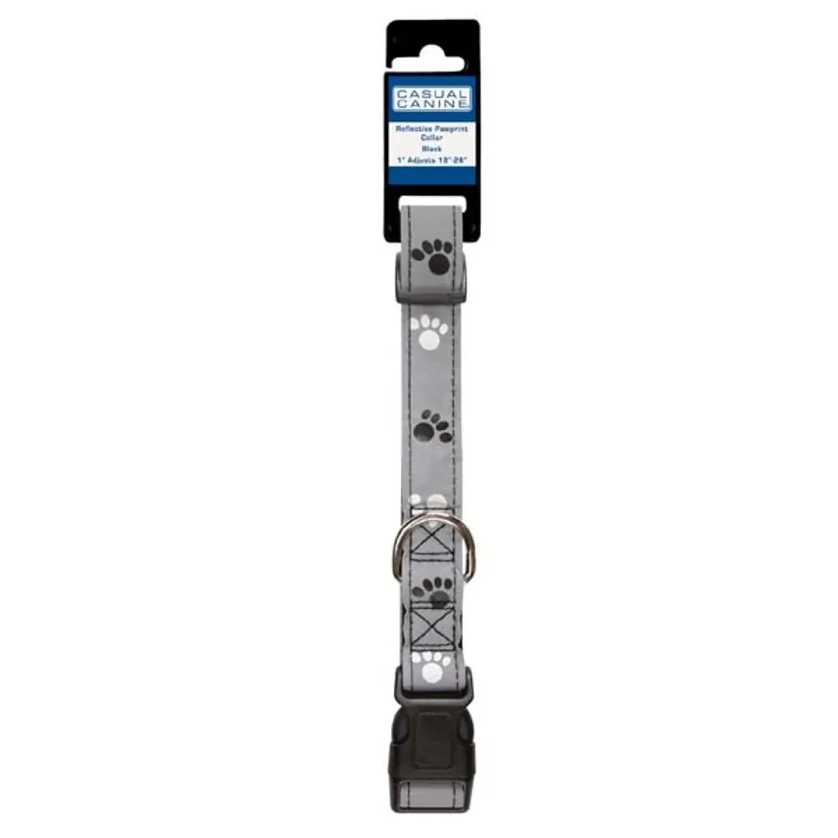 CC Reflect Pawprint Dog Collar 10-16 in Black - Image 2