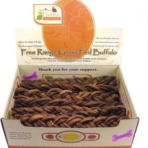 Canine Caviar Free-Range Fed Braided Buffalo Stix Natural Dog Bully Sticks - 12 Inch - 30 Count