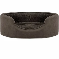 FurHaven Snuggle Terry & Suede Oval Pet Bed - Espresso (Medium) - Image 2