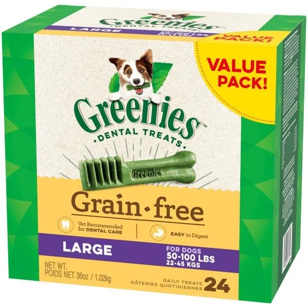 Greenies Grain Free Large Tub Treat Pack Dental Dog Treats - 36 oz