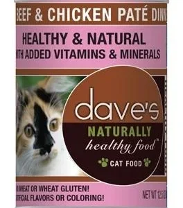 Dave's Pet Food Naturally Healthy Beef & Chicken Canned Cat Food - 12 oz Cans - Case of 12