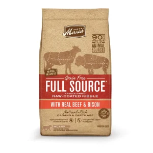 Merrick Full Source Grain Free Raw-Coated Kibble with Real Beef + Bison Dry Dog Food - 4 lb Bag