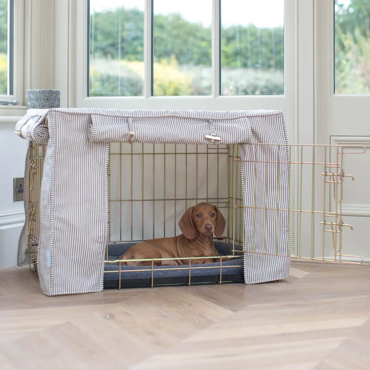 Dog Crate with Crate Cover in Regency Stripe by Lords & Labradors